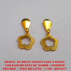 BRINCO  NO BRUTO PRONTO PARA O BANHO COM BASE EM GOTA DE 14X8MM - PINGENTE PEQUENO  - TODO EM LATÃO - 1,7GR -  PINGENTE DE 4X2CM - BRU3377