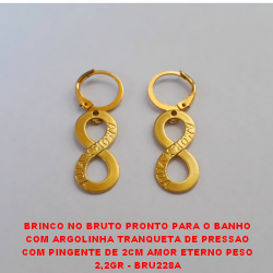 BRINCO NO BRUTO PRONTO PARA O BANHO COM ARGOLINHA TRANQUETA DE PRESSAO COM PINGENTE DE 2CM AMOR ETERNO PESO 2,2GR - BRU228A