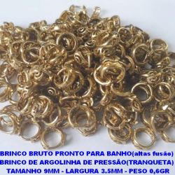 BRINCO *** BRUTO PRONTO PARA BANHO BRINCO DE ARGOLINHA DE PRESSÃO(TRANQUETA)  TAMANHO 9MM - LARGURA 3.5MM - PESO 0,6GR (VASADO) - BRU5266