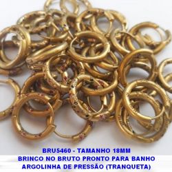 BRINCO *** NO BRUTO PRONTO PARA BANHO ARGOLINHA DE PRESSÃO (TRANQUETA) TAMANHO 18MM - COM ZIRCONIAS COLORIDA PESO TOTAL 3.2GR - BRU5460