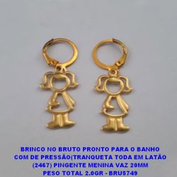 BRINCO NO BRUTO PRONTO PARA O BANHO COM DE PRESSÃO(TRANQUETA TODA EM LATÃO (2467) PINGENTE MENINA VAZ 20MM PESO TOTAL 2.0GR - BRU5749
