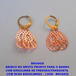 BRINCO NO BRUTO PRONTO PARA O BANHO COM ARGOLINHA DE PRESSÃO  COM DUAS ARGOLINHAS - 1.6GR - BRU0429