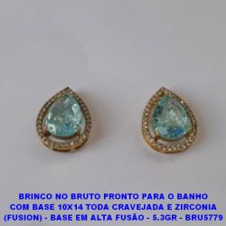 BRINCO NO BRUTO PRONTO PARA O BANHO COM BASE 10X14 TODA CRAVEJADA E ZIRCONIA (FUSION) - 5.3GR - BRU5779