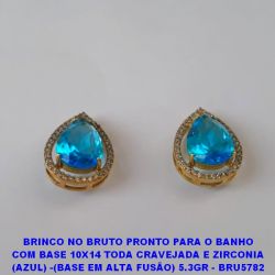 BRINCO NO BRUTO PRONTO PARA O BANHO COM BASE 10X14 TODA CRAVEJADA E ZIRCONIA (AZUL) -(BASE EM ALTA FUSÃO) 5.3GR - BRU5782