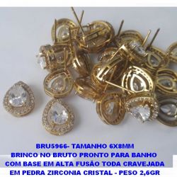 BRINCO NO BRUTO PRONTO PARA BANHO  COM BASE EM ALTA FUSÃO TODA CRAVEJADA EM PEDRA ZIRCONIA CRISTAL - PESO 2,6GR BRU5966