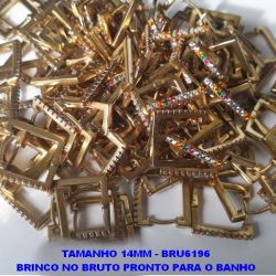 BRINCO *** NO BRUTO PRONTO PARA O BANHO ARGOLINHA(QUADRADO) DE PRESSÃO TRANQUETA TAMANHO '''' 14MM '''' -( ZIRCONIA COLORIDA ) PESO TOTAL 2.2GR - BRU6196