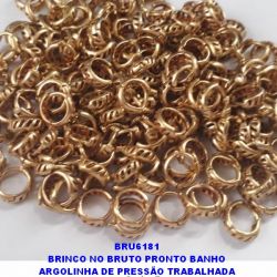 BRINCO *** NO BRUTO PRONTO BANHO ARGOLINHA DE PRESSÃO TRABALHADA (TRANQUETA) PESO 1GR - TAMANHO8MM BRU6181