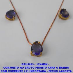 CONJUNTO NO BRUTO PRONTO PARA O BANHO COM CORRENTE L11 IMPORTADA - FECHO LAGOSTA BASE TODA EM ALTA FUSÃO -ZIRCONIA 10X8MM PESO 4GR - BRU5683