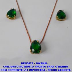 CONJUNTO NO BRUTO PRONTO PARA O BANHO COM CORRENTE L11 IMPORTADA - FECHO LAGOSTA BASE TODA EM ALTA FUSÃO -ZIRCONIA 10X8MM PESO 4GR - BRU5679