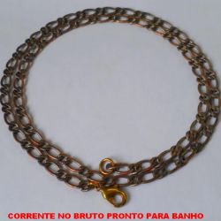 CORRENTE NO BRUTO PRONTO PARA BANHO  1X1 ELLO BATIDO  (1118) LARGURA 4.3MM -  COM FECHO LAGOSTA(PESO 16,7GR ) - ''70CM'' -BRU4427