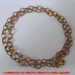 CORRENTE NO BRUTO PRONTO PARA BANHO  1X1 GRUMET  () LARGURA 5,6MM -  COM FECHO LAGOSTA(PESO 11,3,0GR ) - ''50CM'' -BRU4422