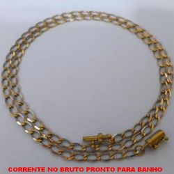 CORRENTE NO BRUTO PRONTO PARA BANHO  1X1 ELLO BATIDO  (188) LARGURA 3,6MM -  COM FECHO CANHÃO (PESO 6,5GR ) - ''50CM'' -BRU4433