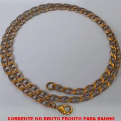 CORRENTE NO BRUTO PRONTO PARA BANHO  IMPORTADA - () LARGAURA 4,2MM COM FECHO LAGOSTA (PESO 11,9GR ) - ''60CM'' -BRU4447