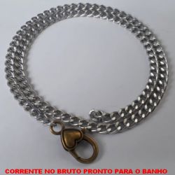 CORRENTE NO BRUTO PRONTO PARA O BANHO (AO9)  COM FECHO LAGOSTA ALTA FUSÃO - DE CORAÇÃO  CORRENTE DE ALUMINIO ''50CM ''- PESO 10GR -  LARGURA DA CORRENTE 5MM - BRU4465