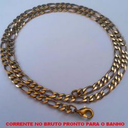 CORRENTE NO BRUTO PRONTO PARA O BANHO  COM FECHO LAGOSTA - ELLO 3X1 BATIDO - LARGURA DA CORRENTE 4.70MM (31128) PESO 17.4GR ( '' 60CM '' ) - BRU4374