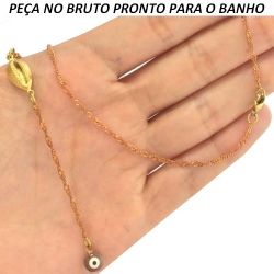 COLAR NO BRUTO PRONTO PARA O BANHO EM OLHO GREGO (CORES SORTIDAS) TAMANHO APROXIMADO:45CM TAMANHO APROXIMADO:1CM REF:BRU253