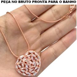 GARGANTILHA NO BRUTO PRONTO PARA O BANHO JÁ NO COBRE EM ZIRCÔNIA CRISTAL 8GR COM A LETRA ''T'' TAMANHO APROXIMADO:45CM PINGENTE:2,5CM REF.BRU1568