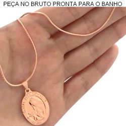 GARGANTILHA NO BRUTO PRONTO PARA O BANHO JÁ NO COBRE SANTA RITA DE CASSIA 5.8GR TAMANHO APROXIMADO:45CM PINGENTE:2,5CM REF.BRU75