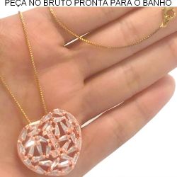 GARGANTILHA NO BRUTO PRONTO PARA O BANHO JÁ NO COBRE EM ZIRCÔNIA CRISTAL 8GR COM A LETRA ''J'' TAMANHO APROXIMADO:45CM PINGENTE:2,5CM REF.BRU1759