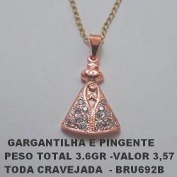 GARGANTILHA NO BRUTO PRONTO PARA O BANHO JA NO COBRE TODA CRAVEJADA EM ZIRCONIAS TAMNHO 1X1,5CM PESO TOTAL 3,6GR REF.BRU692B