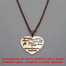 GARGANTILHA NO BRUTO PRONTO PARA O BANHO CORRENTE 45CM - PINGENTE 2.5X2CM - BRU2341
