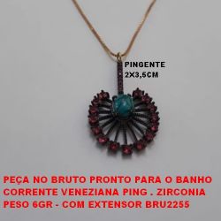 GARGANTILHA NO BRUTO PRONTO PARA O BANHO CORRENTE VENEZIANA PING . ZIRCONIA PESO 6GR - COM EXTENSOR BRU2255