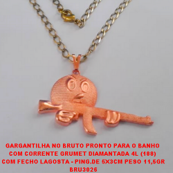GARGANTILHA NO BRUTO PRONTO PARA O BANHO  COM CORRENTE '' 50 ''CM GRUMET DISMSNTSDS 4L (188)  COM FECHO LAGOSTA - PING.DE 5X3CM PESO 11,5GR BRU3026