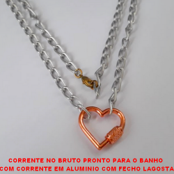 CORRENTE NO BRUTO PRONTO PARA O BANHO  COM CORRENTE EM ALUMINIO COM FECHO LAGOSTA LARGURA DA CORRENTE 5.5MM PESO TOTAL 12,5GR - BRU0492