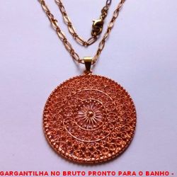 GARGANTILHA NO BRUTO PRONTO PARA O BANHO -  GARGANTILHAS COM PINGENTE VAZADO - TAMANHO: 50,0CM - PINGENTE:5,1CM - PESO:12,9GR - BRU4352
