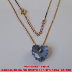 GARGANTILHA NO BRUTO PRONTO PARA  BANHO COM CORRENTEVENEZIANA DE 45CM + EXTENSOR  CORAÇÃO DE ZIRCONIA (LANÇAMENTO) COLORIDO COLORIDAS - PESO 4,2GR - TAMANHO 14MM - BRU0984