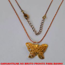 GARGANTILHA NO BRUTO PRONTO PASRA O BANHO COM CORRENTE L11 - 45CM + EXTENSOR COM PINGENTE DE  BORBOLETA - PESO 2,6GR - BRU4300