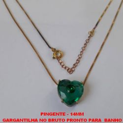 GARGANTILHA NO BRUTO PRONTO PARA  BANHO COM CORRENTE VENEZIANA DE 45CM + EXTENSOR  CORAÇÃO DE ZIRCONIA (LANÇAMENTO) COLORIDO COLORIDAS - PESO 4,2GR - TAMANHO 14MM - BRU1534