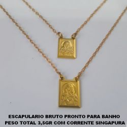 ESCAPULARIO BRUTO PRONTO PARA BANHO  PESO TOTAL 3,5GR COM CORRENTE DELICADA (1507) ESCAPULÁRIO 14X10MM SAG C DE JESUS  N.S. DO CARMO - BRU4554