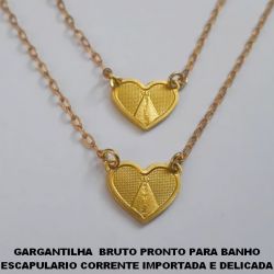 GARGANTILHA  BRUTO PRONTO PARA BANHO ESCAPULARIO CORRENTE IMPORTADA E DELICADA (2000)CORAÇÃO 12X10 P/ ESCAP 1 LAD APARECIDA PESO TOTAL 3,3GR - BRU3062