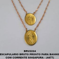 ESCAPULARIO BRUTO PRONTO PARA BANHO  COM CORRENTE SINGAPURA - (4477) OVAL C/ CRISTO 18MM  PESO 4.7GR - BRU2224