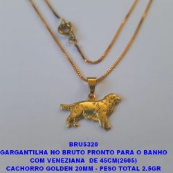 GARGANTILHA NO BRUTO PRONTO PARA O BANHO COM VENEZIANA  DE 45CM(2605) CACHORRO GOLDEN 20MM - PESO TOTAL 2.5GR BRU5320