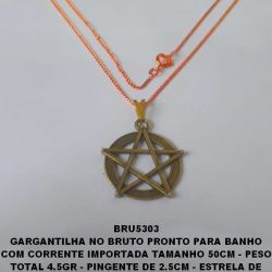 GARGANTILHA NO BRUTO PRONTO PARA BANHO COM CORRENTE IMPORTADA TAMANHO 50CM - PESO TOTAL 4.5GR - PINGENTE DE 2.5CM - ESTRELA DE DAVI (EM ALTA FUSÃO)BRU5303