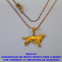 GARGANTILHA NO BRUTO PRONTO PARA O BANHO COM CORRENTE L11 IMPORTADA DE 45CM(2605) CACHORRO GOLDEN 20MM - PESO TOTAL 2.5GR BRU5319