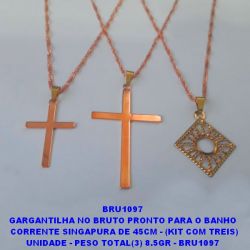 GARGANTILHA NO BRUTO PRONTO PARA O BANHO CORRENTE SINGAPURA DE 45CM - (KIT COM TREIS) UNIDADE - PESO TOTAL(3) 8.5GR - BRU1097