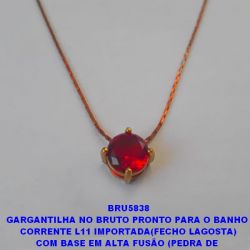 GARGANTILHA NO BRUTO PRONTO PARA O BANHO(CX95)  CORRENTE L11 IMPORTADA(FECHO LAGOSTA) COM BASE EM ALTA FUSÃO (PEDRA DE  ZIRCONIAS DE 8X8MM - PESO TOTAL 2.7GR  BRU5838