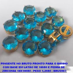 PINGENTE NO BRUTO PRONTO PARA O BANHO COM BASE EM LATÃO DE 10MM E PEDRA DE  ZIRCONIA 10X10MM - PESO 1,2MM - BRU5967