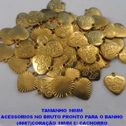 ACESSORIOS NO BRUTO PRONTO PARA O BANHO (CX17) (4007)CORAÇÃO 10MM C/ CACHORRO  (sem contra argola) -0,05GR - BRU5415