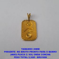 PINGENTE  NO BRUTO PRONTO PARA O BANHO (4683) PLACA C/ SOL ONDA CONCHA PESO TOTAL 2,3GR - BRU1090