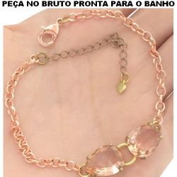 PULSEIRA NO BRUTO PRONTO PARA BANHO JÁ NO COBRE EM ZIRCÔNIA LARANJA 7GR TAMANHO APROXIMADO:19CM+EXTENSOR REF.BRU1429