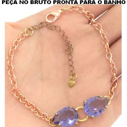 PULSEIRA NO BRUTO PRONTO PARA BANHO JÁ NO COBRE EM ZIRCÔNIA ROXA 7GR TAMANHO APROXIMADO:19CM+EXTENSOR REF.BRU1430