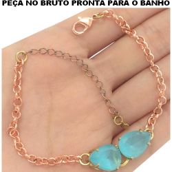 PULSEIRA NO BRUTO PRONTO PARA BANHO JÁ NO COBRE EM ZIRCÔNIA AZUL FOSCA 7GR TAMANHO APROXIMADO:19CM+EXTENSOR REF.BRU1427
