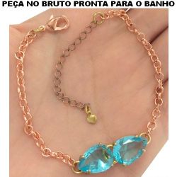 PULSEIRA NO BRUTO PRONTO PARA BANHO JÁ NO COBRE EM ZIRCÔNIA AZUL 7GR TAMANHO APROXIMADO:19CM+EXTENSOR REF.BRU1435