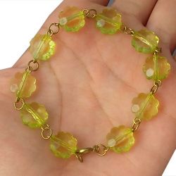 Pulseira No Bruto Pronto Para Banho Com Flor De Resina Tamanho Aproximado: 20cm Peso: 5,9 gramas REF: BRU781