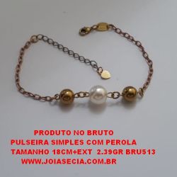 PULSEIRA NO BRUTO PRONTO PARA O BANHO PULSEIRA SIMPLES COM PEROLA TAMANHO 18CM+EXT  2.39GR BRU513