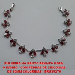 PULSEIRA NO BRUTO PRONTO PARA  O BANHO -PESO TOTAL 10,3GR -COM PEDRAS DE ZIRCONIAS DE 10MM COLORIDAS - BRU25270